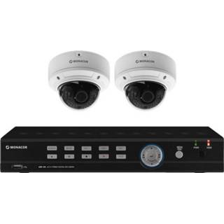 👉 Bewakingscameraset Monacor 0180116 AXZ-204DVM Bewakingscamera-set Analoog, HD-TVI, AHD, HD-CVI 4-kanaals Met 2 cameras 4007754263534