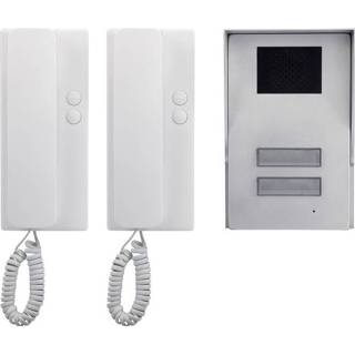 Basetech Complete set voor Deurintercom Kabelgebonden 2 gezinswoning Zilver, Wit