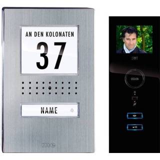 👉 Zwart RVS M-e modern-electronics 41136 Video-deurintercom Kabelgebonden Complete set voor 1 gezinswoning RVS, 4250109170739