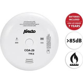 👉 Koolmonoxidemelder incl. batterij (7 jaar) Alecto COA-29/7 werkt op batterijen Detectie van Koolmonoxide 8712412575428