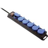 👉 Stekkerdoos zwart blauw As - Schwabe 38606 met schakelaar 6-voudig Zwart, Randaarde stekker 4011160386060