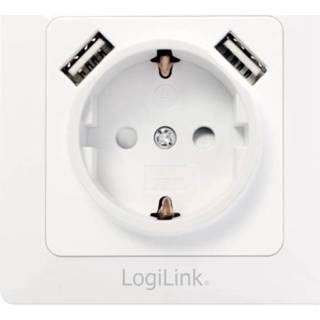 👉 LogiLink PA0162 1-voudig Inbouwstopcontact Met USB IP20 Wit
