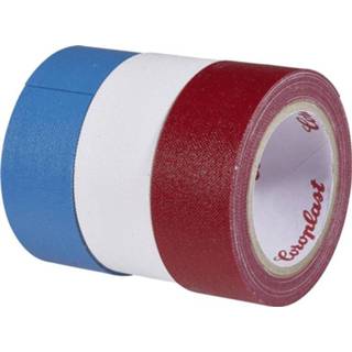 👉 Textieltape blauw rood wit rubber Coroplast Blauw, Rood, (l x b) 2.5 m 19 mm Inhoud: 3 rollen 4021393000039
