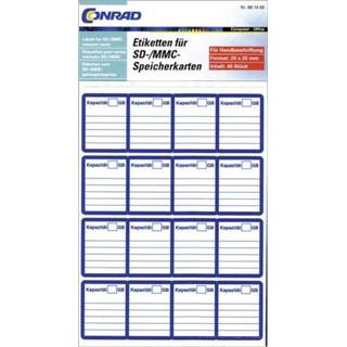 👉 Etiket wit blauw Etiketten voor SD-kaarten Handschriften 881400 20 x 25 mm Wit, Permanent 48 stuks 4016138524970