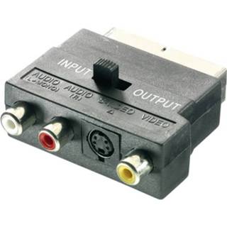 Omschakelaar zwart Adapter SCART / Cinch S-Video [1x SCART-stekker - 3x Cinch-koppeling, bus] Met SpeaKa Professional 4008928501575