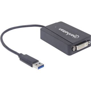 👉 Folie zwart Adapter USB 3.0 / DVI [1x stekker A - 1x DVI-bus 24+5-polig] Kleurcodering, Flexibel, afscherming, UL gecertificeerd, Vergulde 766623152310