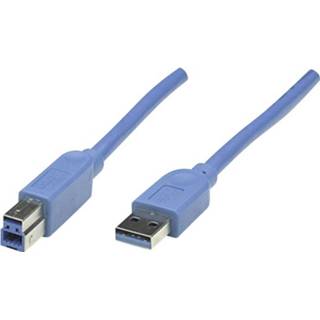 👉 Blauw mannen USB 3.0 Kabel Manhattan [1x stekker A - 1x B] 2 m 766623322430