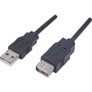 👉 Zwart mannen USB 2.0 Verlengkabel Manhattan [1x USB-A stekker - 1x bus A] 1.8 m 766623338653