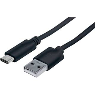 👉 Zwart mannen USB 2.0 Kabel Manhattan [1x USB-C stekker - 1x USB-A stekker] 1 m 766623353298
