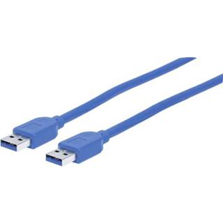 👉 Blauw mannen USB 3.0 Kabel Manhattan [1x stekker A - 1x A] 1.8 m 766623354295