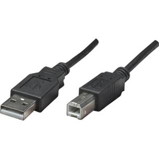 Zwart mannen USB 2.0 Kabel Manhattan [1x USB-A stekker - 1x USB-B stekker] 0.5 m 766623374507