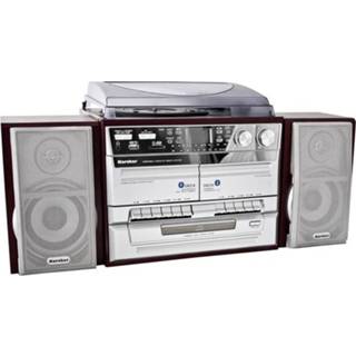 👉 Stereoset hout zilver Karcher 805649 CD, Cassette, Middengolf, Platenspeler, SD, USB, FM 2 x W Hout, 4000420805649