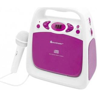 👉 Microfoon roze kinderen SoundMaster KCD 50 Kinder CD-speler AUX, CD, FM, USB Incl. karaoke-functie, 4005425008675