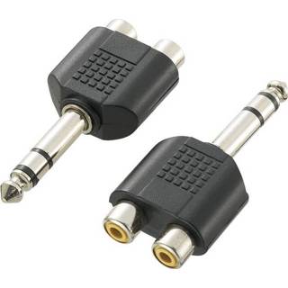 👉 SpeaKa Professional Jackplug / Cinch Audio Y-adapter [1x Jackplug male 6.3 mm - 2x Cinch-koppeling] Zwart