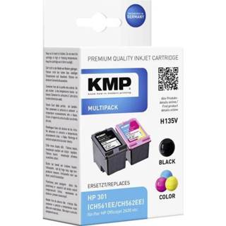 👉 Inkt cartridge zwart cyaan magenta geel KMP combipack vervangt HP 301 Compatibel Zwart, Cyaan, Magenta, H135V 1719,4850 4011324171983