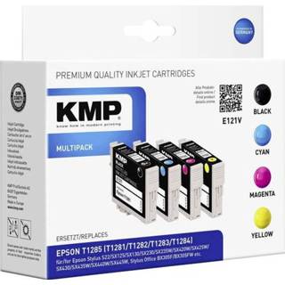 👉 Zwart cyaan magenta geel KMP Cartridge multipack E121V vervangt Epson T1285, T1281, T1282, T1283, T1284 Zwart, Cyaan, Magenta,