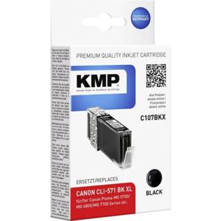 Inkt cartridge zwart XL KMP vervangt Canon CLI-571 BK Compatibel Foto C107BKX 1568,0001 4011324156812
