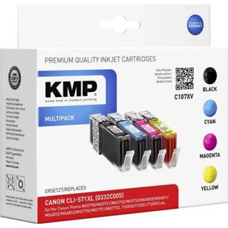 👉 Inkt cartridge zwart cyaan magenta geel XL KMP vervangt Canon CLI-571 Compatibel Combipack Foto zwart, Cyaan, Magenta, C107XV 1568,0050 4011324156959