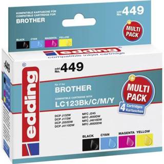 👉 Inkt cartridge zwart cyaan magenta geel Edding vervangt Brother LC-123 Compatibel Combipack Zwart, Cyaan, Magenta, EDD-449 4043023978358