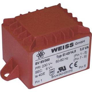 👉 Printtransformator 1 x 230 V 1 x 24 V/AC 5 VA 208 mA 85/365 Weiss Elektrotechnik