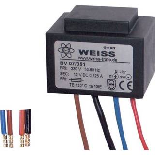 👉 Weiss Elektrotechnik 07/052 Compacte netvoedingtransformator 1 x 230 V 1 x 24 V/DC 7.50 W 312 mA