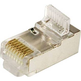 👉 Zilver CAT 5e RJ45-connectoren, afgeschermd, set van 100 stuks Stekker, recht Aantal polen: 8P8C LogiLink MP0004 4260113570012