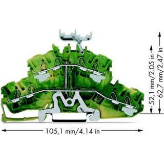 👉 Aardklem groen geel 2-etages 5.20 mm Veerklem Toewijzing: Terre Groen-geel WAGO 2002-2437 50 stuks 4050821144755