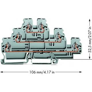👉 Grijs l Doorgangsklem 3-etages 5 mm Veerklem Toewijzing: L, WAGO 870-551 50 stuks 4045454129019