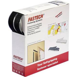 👉 Fastech B50SKL01E999925 Klittenband om vast te plakken Haakdeel, Extra sterk (l x b) 25000 mm x 50 mm Zwart 25 m