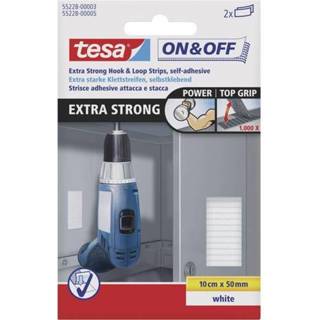 👉 Klittenband wit TESA On & Off strips om vast te plakken Haak- en lusdeel, Extra sterk (l x b) 100 mm 50 2 stuks 4042448860040