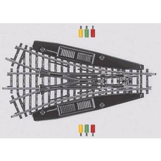 👉 H0 Märklin K-rails (zonder ballastbed) 2270 Driewegwissel, Symmetrisch 168.9 mm Met 2 elektromagnetische aandrijvingen en extra handomschakelaars 30 ° 424.6 4001883022703