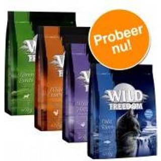 👉 Gemengd pakket Wild Freedom droogvoer - 4 x 400 g: Gevogelte, Zalm, Eend & Lam