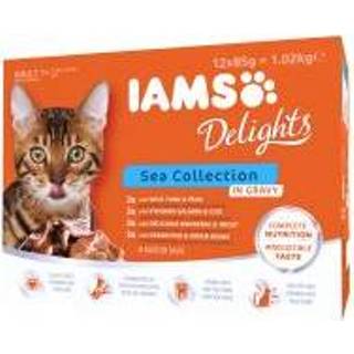👉 Katten voer IAMS Delights Adult in Saus Kattenvoer 12 x 85 g - Land & Sea mix 8710255100418 8710255100425 8710255100401