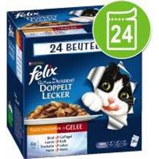 👉 Katten voer Felix Elke Dag Feest Dubbel zo Lekker in Gelei 24 x 100 g - Vlees selectie 7613033492570 7613035818965