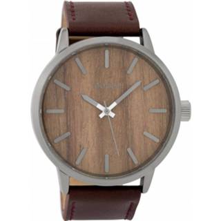 👉 Horloge bruin active OOZOO Timepieces Collection staal/leder/hout darkbrown-oak 48 mm C9247 8719929002713