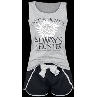 👉 Pyjama grijs zwart m vrouwen lichtgrijs gemêleerd-zwart Supernatural Once A Hunter Always 4060587293949