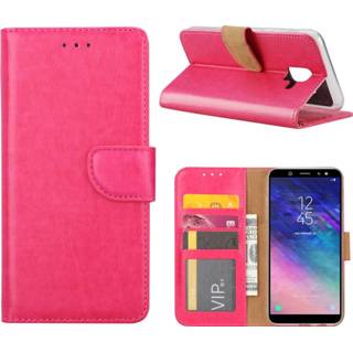 Pasjeshouder roze Samsung Galaxy A6 2018 Hoesje met 8718894392720
