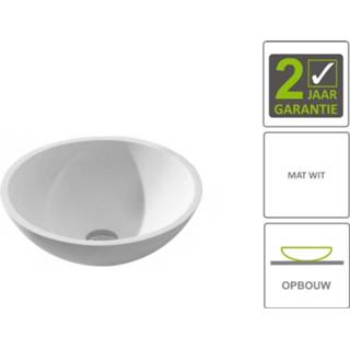 👉 Opzetwastafel wit Mat solid surface rond BWS 43x43x13cm 8719304326007