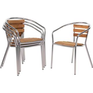👉 Stoel aluminium Bolero en essenhouten stoelen met armleuning - 4 5050984121081