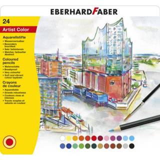 👉 Aquarelpotlood metalen Eberhard Faber etui a 24 stuks met penseel