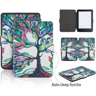 👉 Flip hoesje kunstleer kleurrijke boom bookcover hoes wit Lunso sleepcover voor de Kobo Clara HD 634154562697