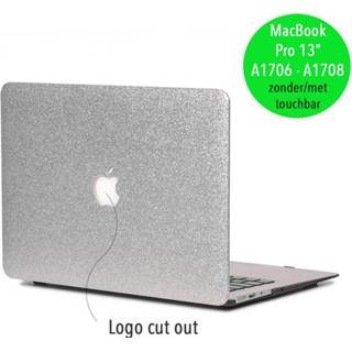 👉 Coverhoes zilver kunststof glitter hardcase hoes grijs Lunso cover voor de MacBook Pro 13 inch (2016-2018) 634154564356