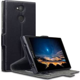 👉 Portemonnee zwart kunstleer slim fit hoes Qubits wallet voor de Sony Xperia L2 5053102819365