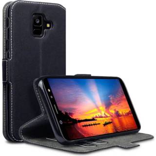 👉 Portemonnee zwart kunstleer slim fit hoes Qubits wallet voor de Samsung Galaxy A6 2018 5053102826592