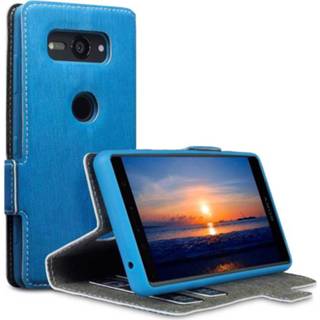👉 Portemonnee blauw lichtblauw kunstleer slim fit hoes Qubits wallet voor de Sony Xperia XZ2 Compact 5053102822372