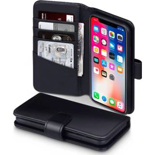 👉 Portemonnee zwart echt leer x ruimte voor papiergeld bookwallet flip hoes Qubits luxe lederen wallet de iPhone 5053102810096