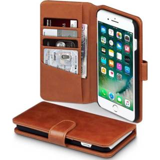 👉 Portemonnee bruin echt leer bookwallet flip hoes Qubits luxe lederen wallet cognac voor de iPhone 7 Plus en 8 5053102789897