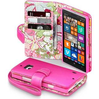 Portemonnee roze lily bloemetjes bookwallet flip hoes Qubits wallet voor de Microsoft Lumia 930 5053102643342