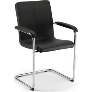 Vergaderstoel zwart leder active aluminium slede kantoor Comfort - 1458721202620