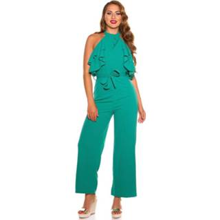 👉 Sexy KouCla Neck jumpsuit with flounce Green